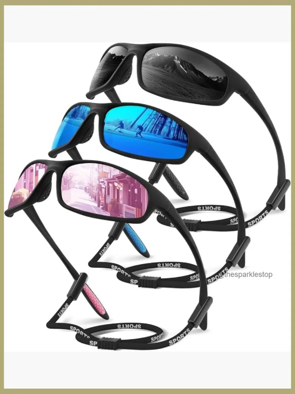 Polarized Sports Sunglasses 3 Pack UV Protection Wrap Around Running Cycling